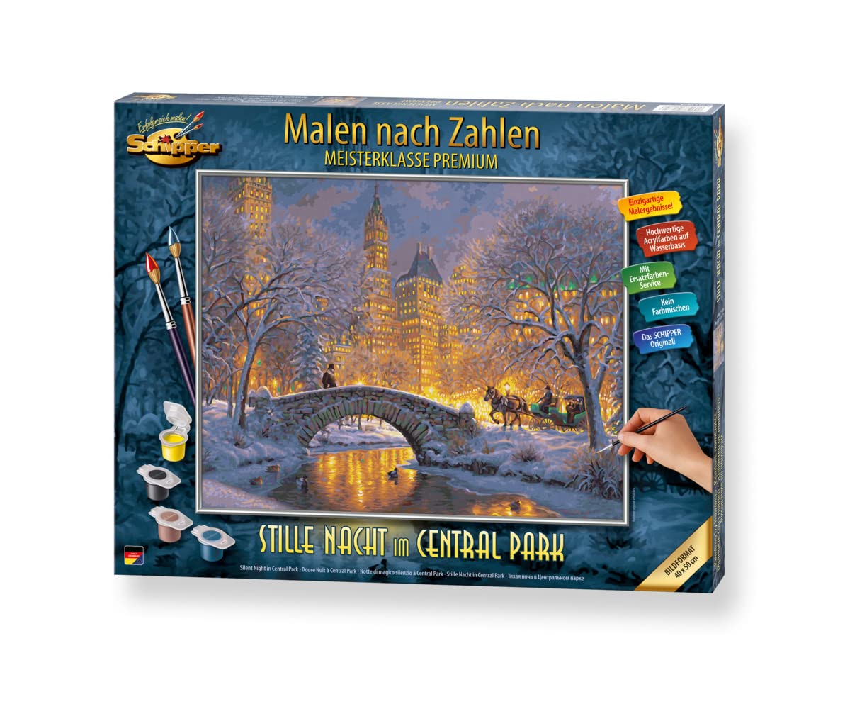 Schipper 609130874 Peinture par numéros - Nuit silencieuse au Central Park - Peinture pour adultes avec pinceaux et peintures acryliques 40 x 50 cm