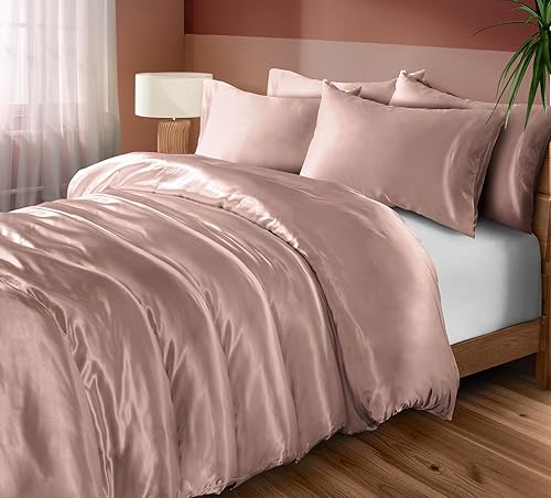 Miniatura 2 de INVGEEXI Juego de funda de edredón de satén de 5 piezas, color azul marino, tamaño matrimonialqueen, funda de edredón de satén sedoso de lujo, ultra