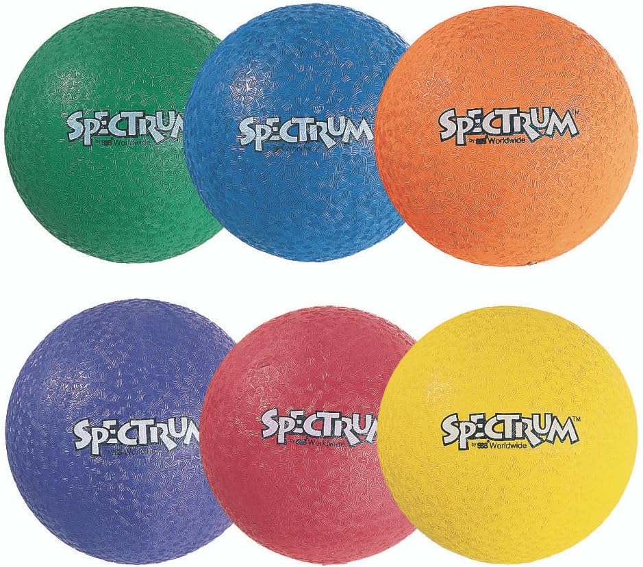 S&S Worldwide Spectrum™ Playground Balls Set, 10", Durable 2-Ply Rubber, Multi-Color (Set of 6)