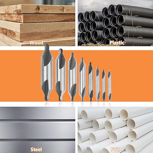 Miniatura 7 de Center Drill Bit Set, 8 PCS High Speed Steel 60-Degree Angle Center Drill Bits Countersink Tools,Countersinks Drills Set for Metal, Alloy Copper