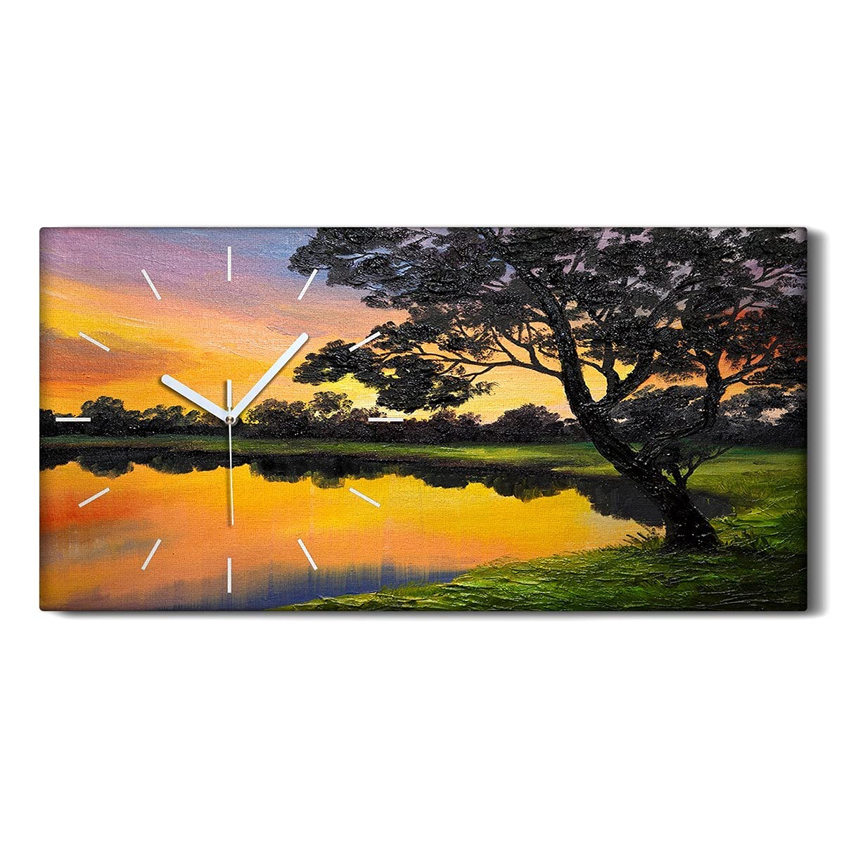 Horloge sur Toile de Qualité Supérieure Art Mural Abstrait 60x30cm