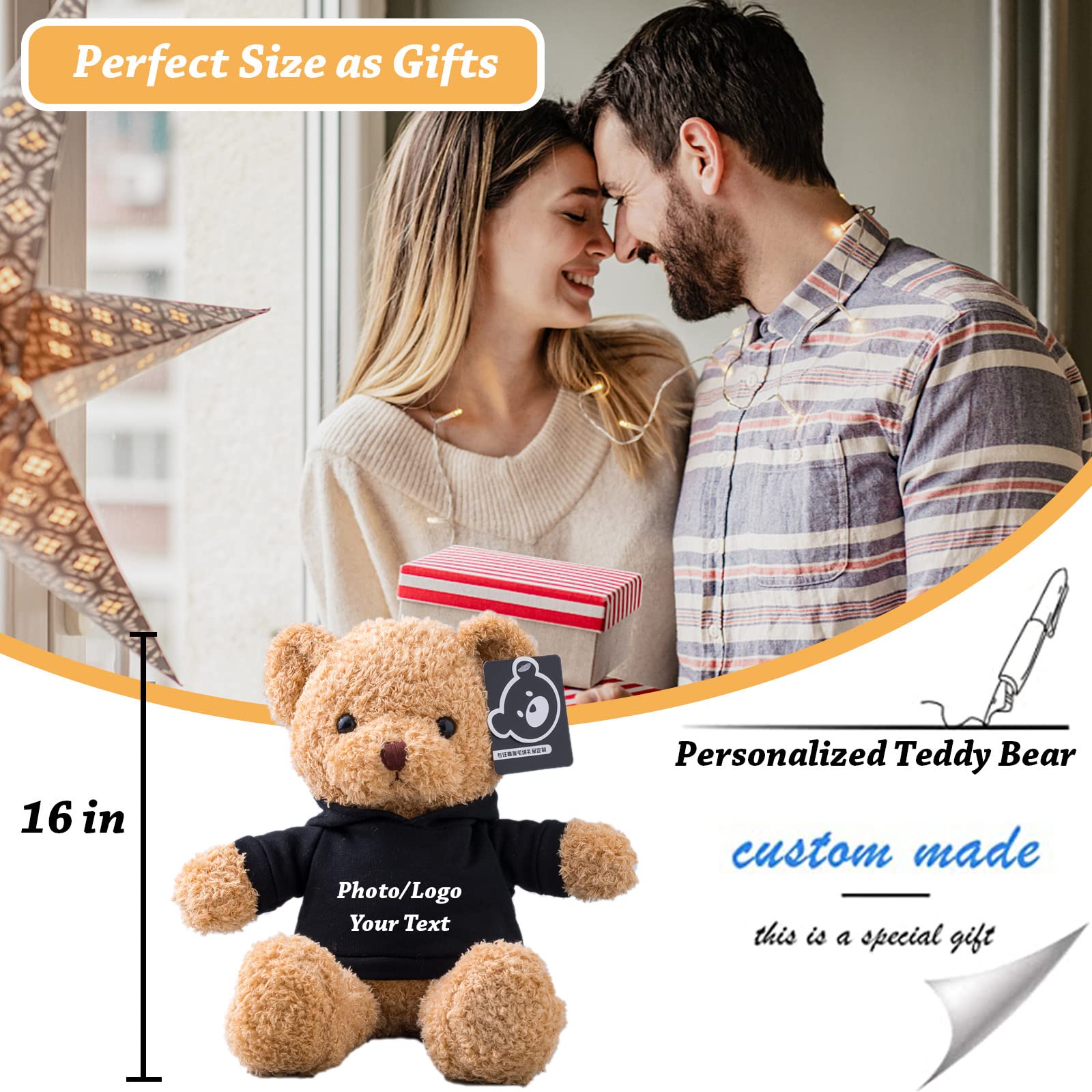 Personalized Teddy Bear With Custom Text & Photo - Unique Plush Gift For Boyfriend/Girlfriend