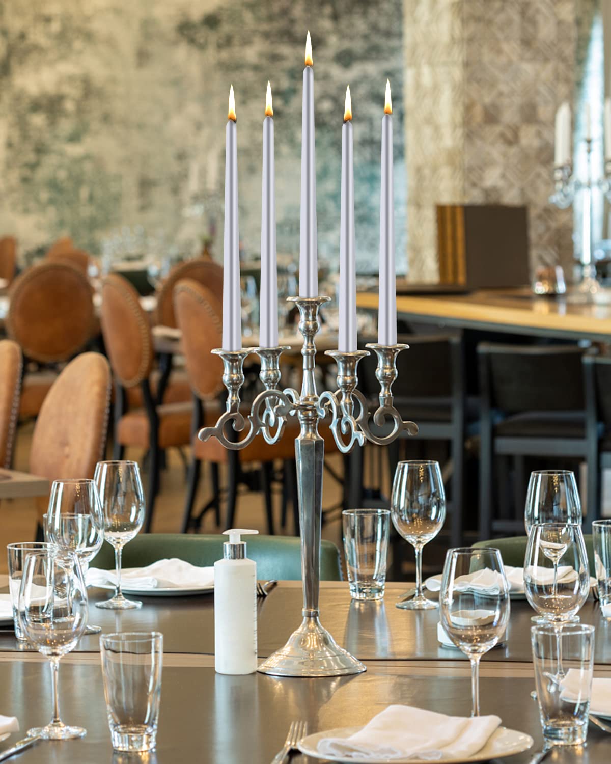 Candele Affusolate Nere Per Matrimoni - Set Di 10, Altezza 24 Cm, Tempo Di Combustione 5 Ore - Foto 2