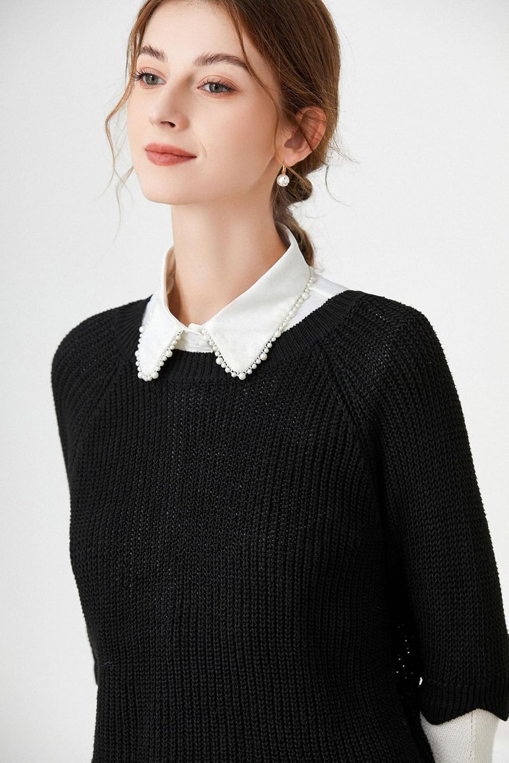 YAKEF Lady Half-Shirt Blouse Detachable Lace Chiffon Fake Collars Dicky Collar Faux Collar - Image 5