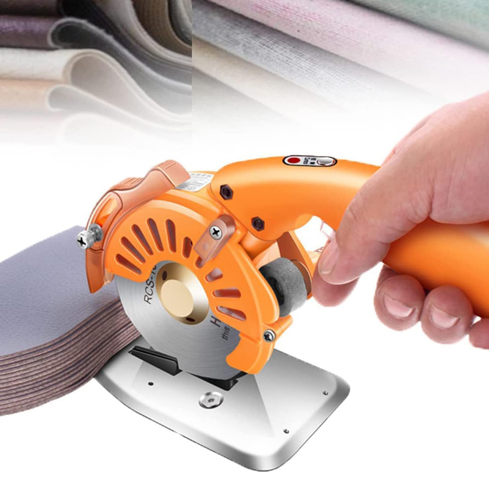 Taglierina elettrica per tessuti, tagliatrice rotativa a velocità regolabile con lama rotonda, forbici resistenti per tagliare tessuti, pelle, tappeti e tessuti
