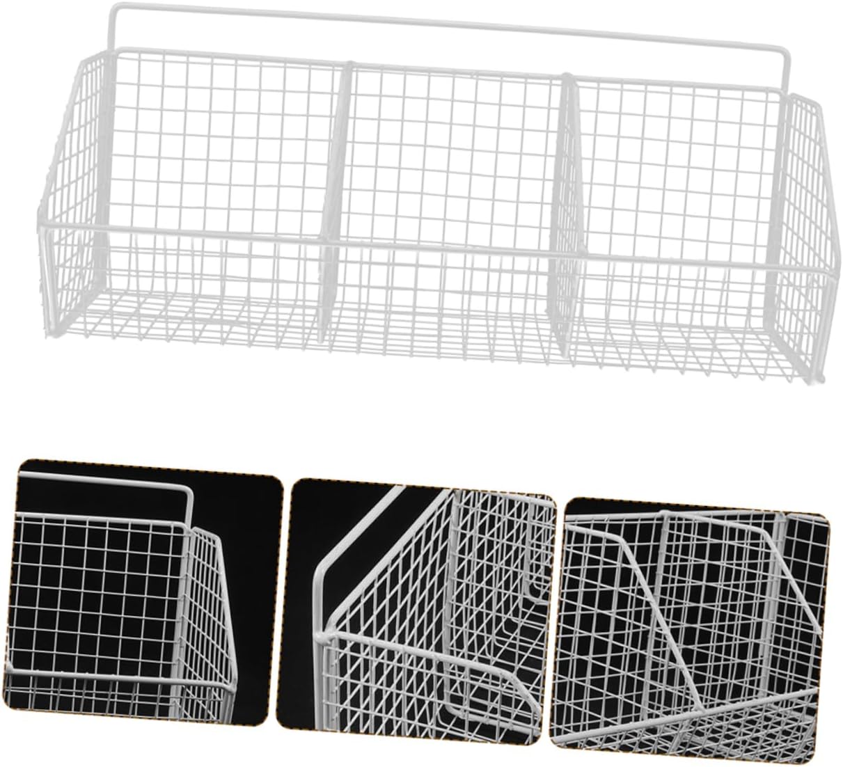 2pcs Hanging Kitchen Storage Basket Wall Mount with Compartment Design Space Saving Organizer for Fruits Vegetables and Condiments White Single Holder for Kitchen Pantry