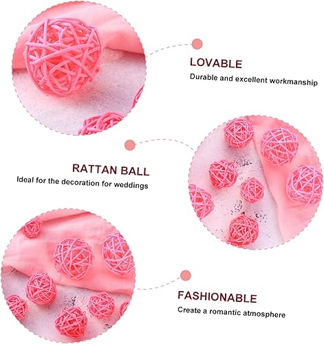 Miniatura 7 de 15 bolas de ratán rosa decoración hogar jardín bolas decorativas 1.2 in 1.6 in 2.0 in para decoraciones de fiesta
