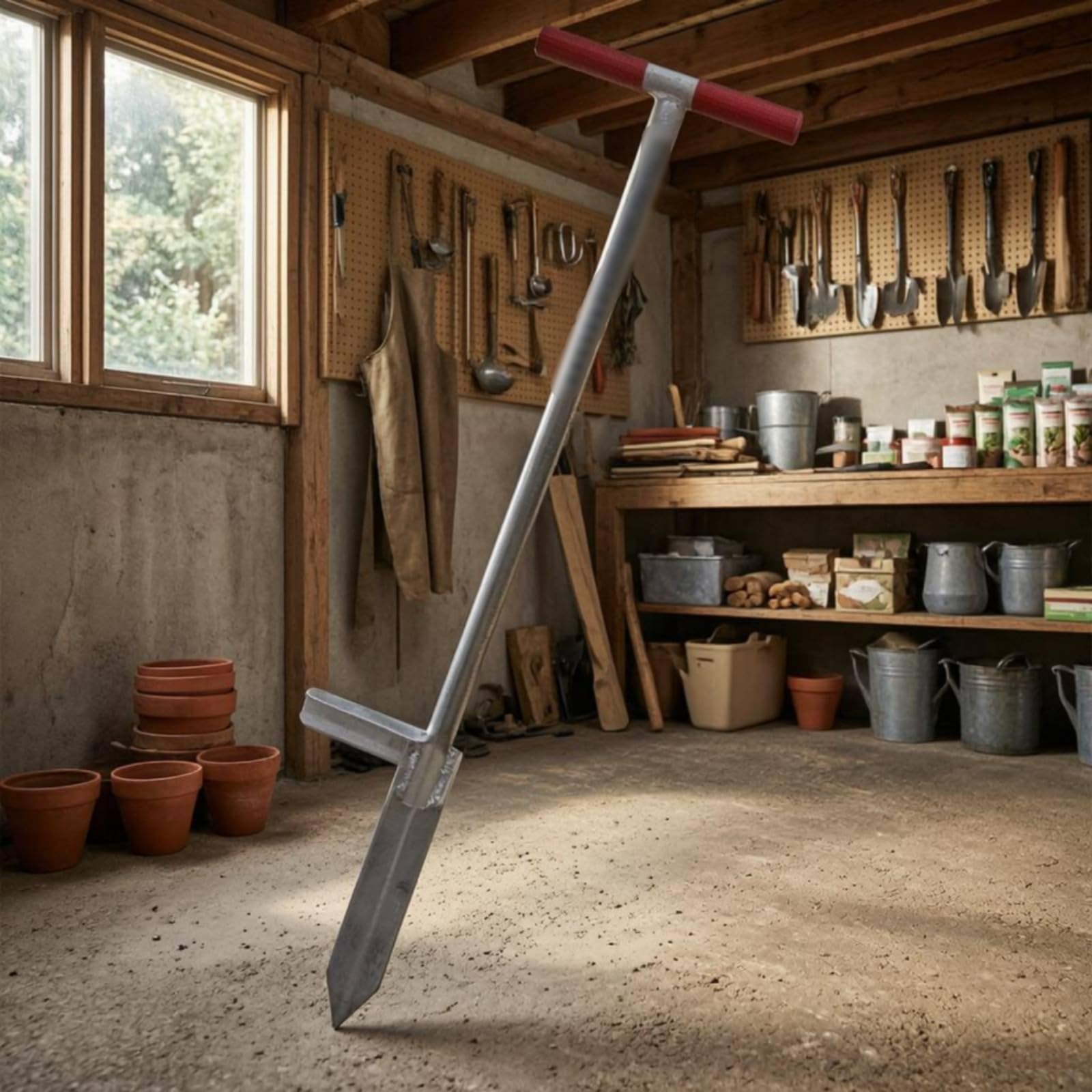 Unkrautstecher Gartenwerkzeug Hand Jäter Unkrautentferner mit Langem Stiel T Griff Metallklinge Hebeltritt Rückenschonend für Gartenarbeit Rasen Kanten
