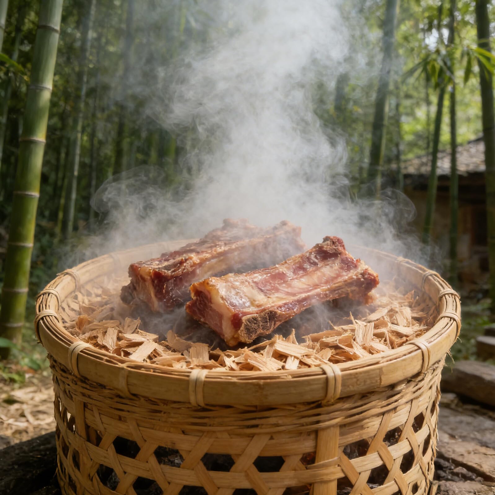 Astillas de Madera de Ciprés Natural 3-5 Cm para Ahumar Carne, Salchichas y Pato, 2 Bolsas de 400 G, Accesorios para Ahumador y Barbacoa al Aire Libre