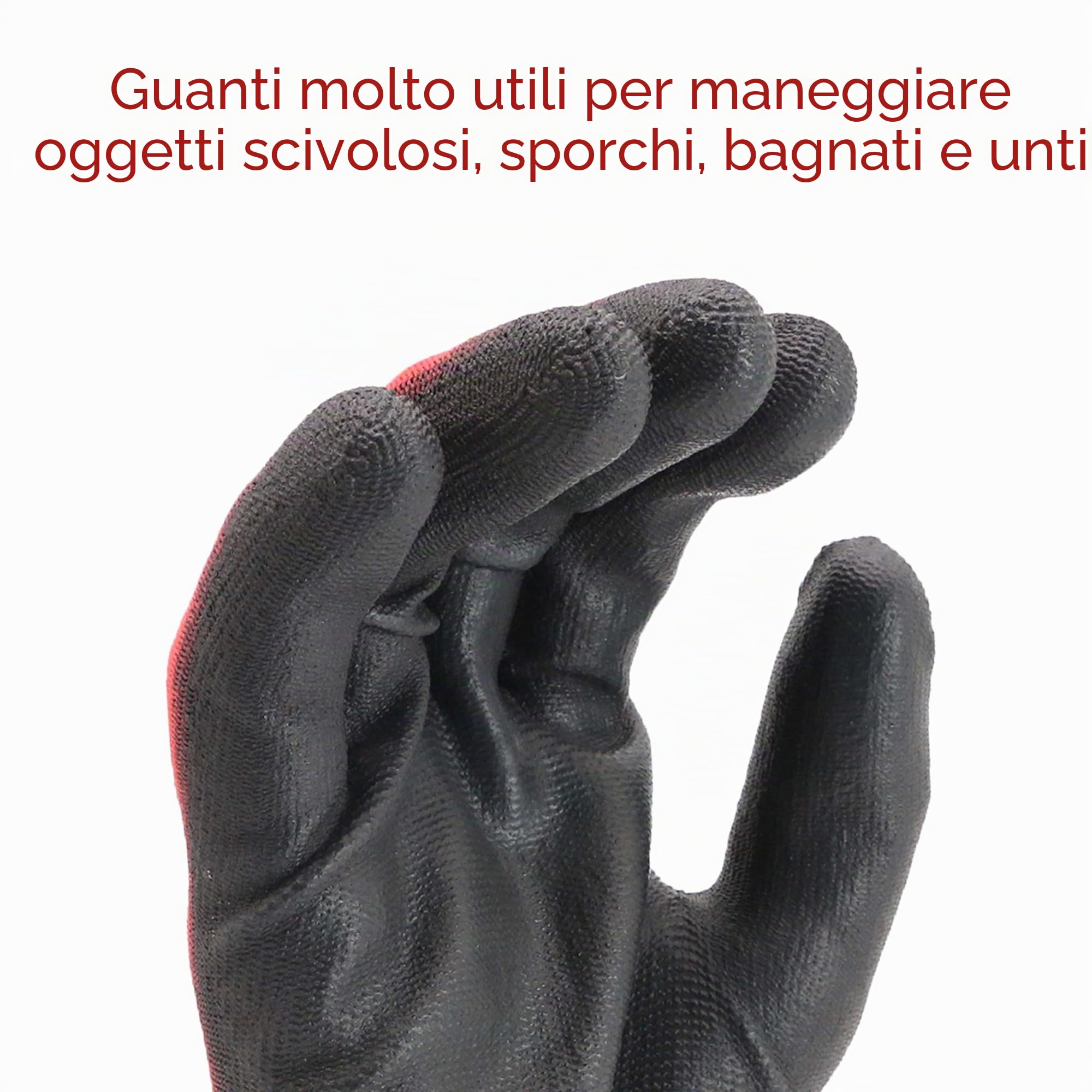 EDIMAX, Guanti da Lavoro, 12 Paia di Guanti, Resistenti all'Abrasione e Antitaglio Livello 2, Rivestiti in nylon PU, Versatile, Protezione Meccanica e Industriale