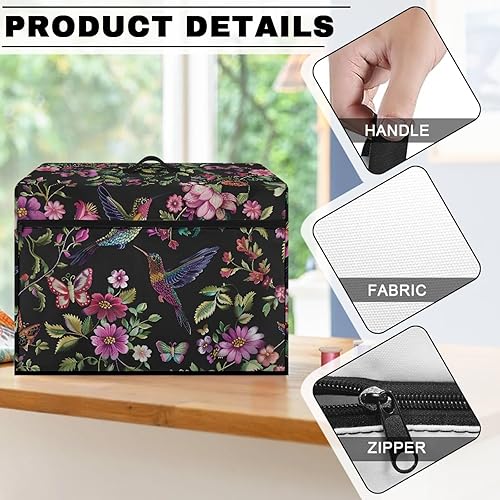 Miniatura 56 de Funda para máquina de coser de mariposas y flores con prácticos bolsillos, funda protectora con asa, para la mayoría de máquinas de coser estándar
