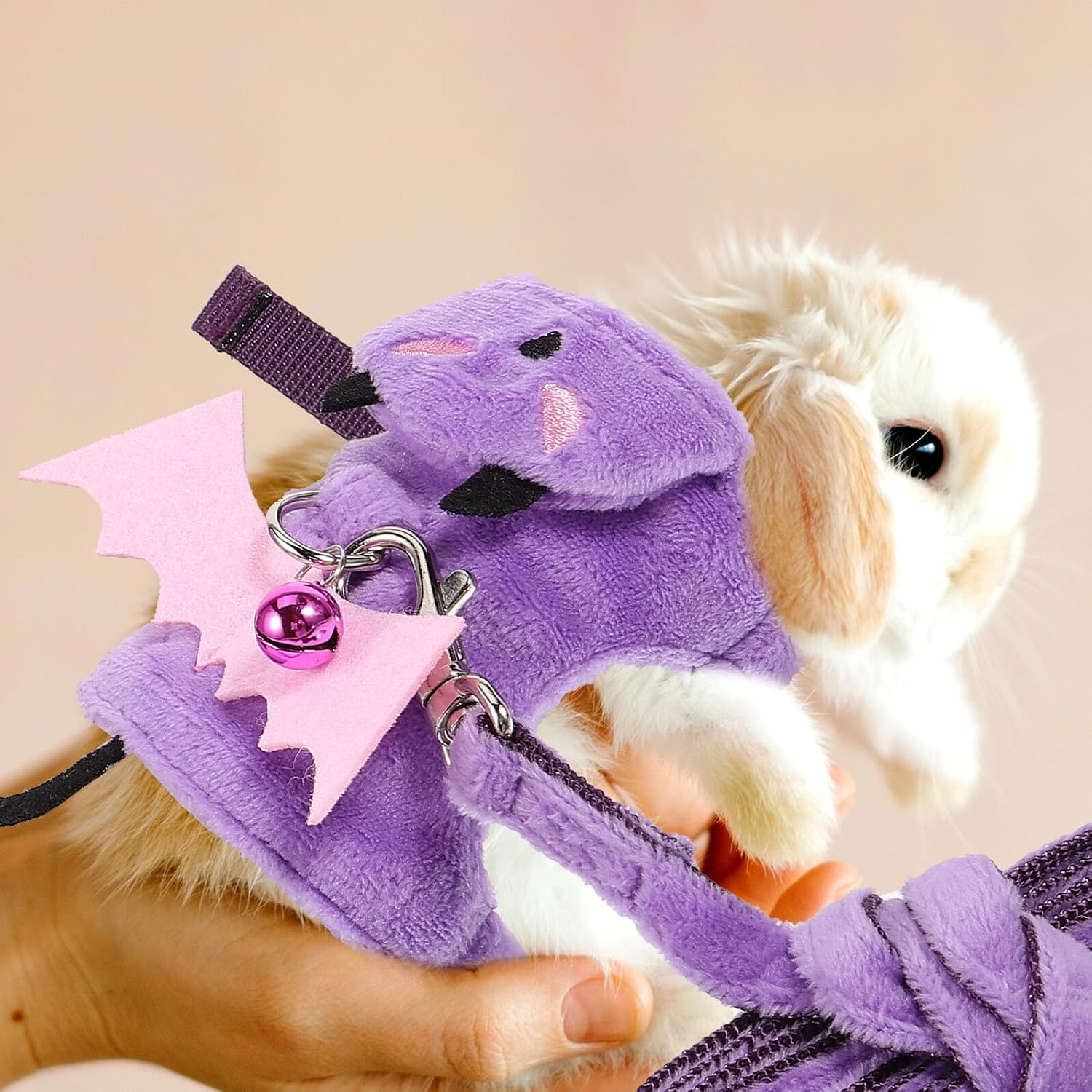 Halloween Pet Harness Leash Set, Adjustable Wear-Resistant Purple Mesh and Walking Rope for Rabbit, Ferret, Hamster, and Cat Small Animals