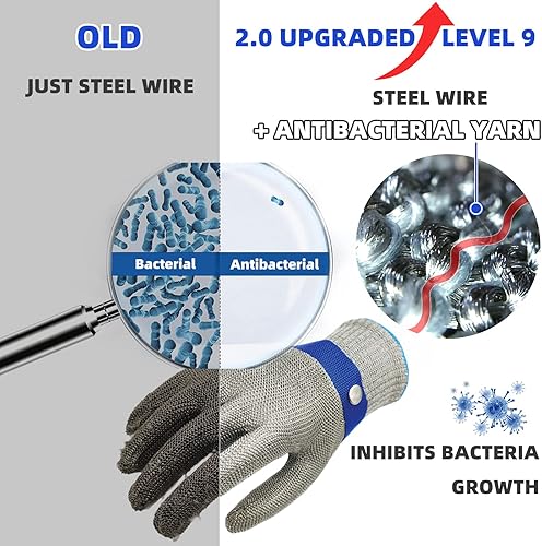 Miniatura 8 de Schwer - Guantes de trabajo resistentes al corte, hechos de malla metálica de alambre de acero inoxidable, para hombres y mujeres, para abrir
