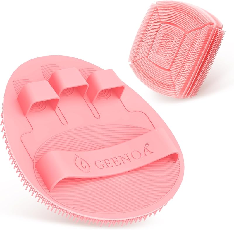 Conjunto GEENOA com escova de silicone para corpo e rosto, 2 unidades, rosa