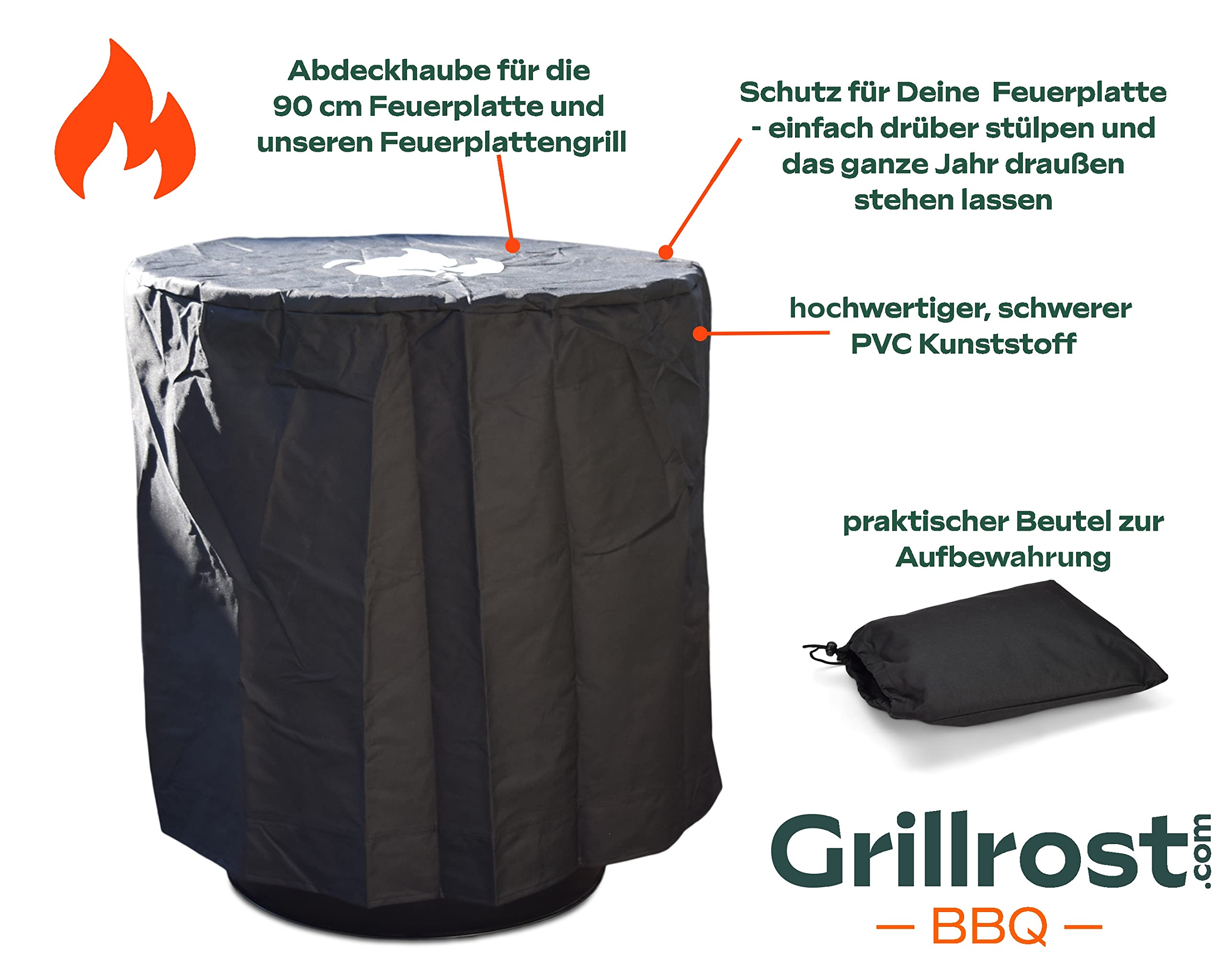 Abdeckhaube Für 90cm Feuerplatte – Wetterfeste Schutzhaube Für Feuerplattengrill & Alle 90cm Modelle