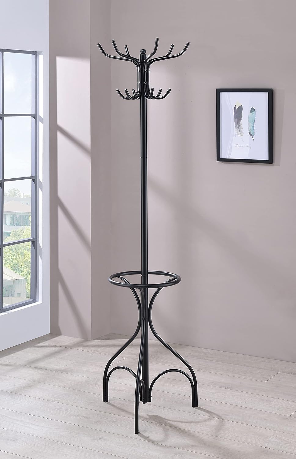 Coaster Home Furnishings Coat Rack with Umbrella Holder Black 900821
