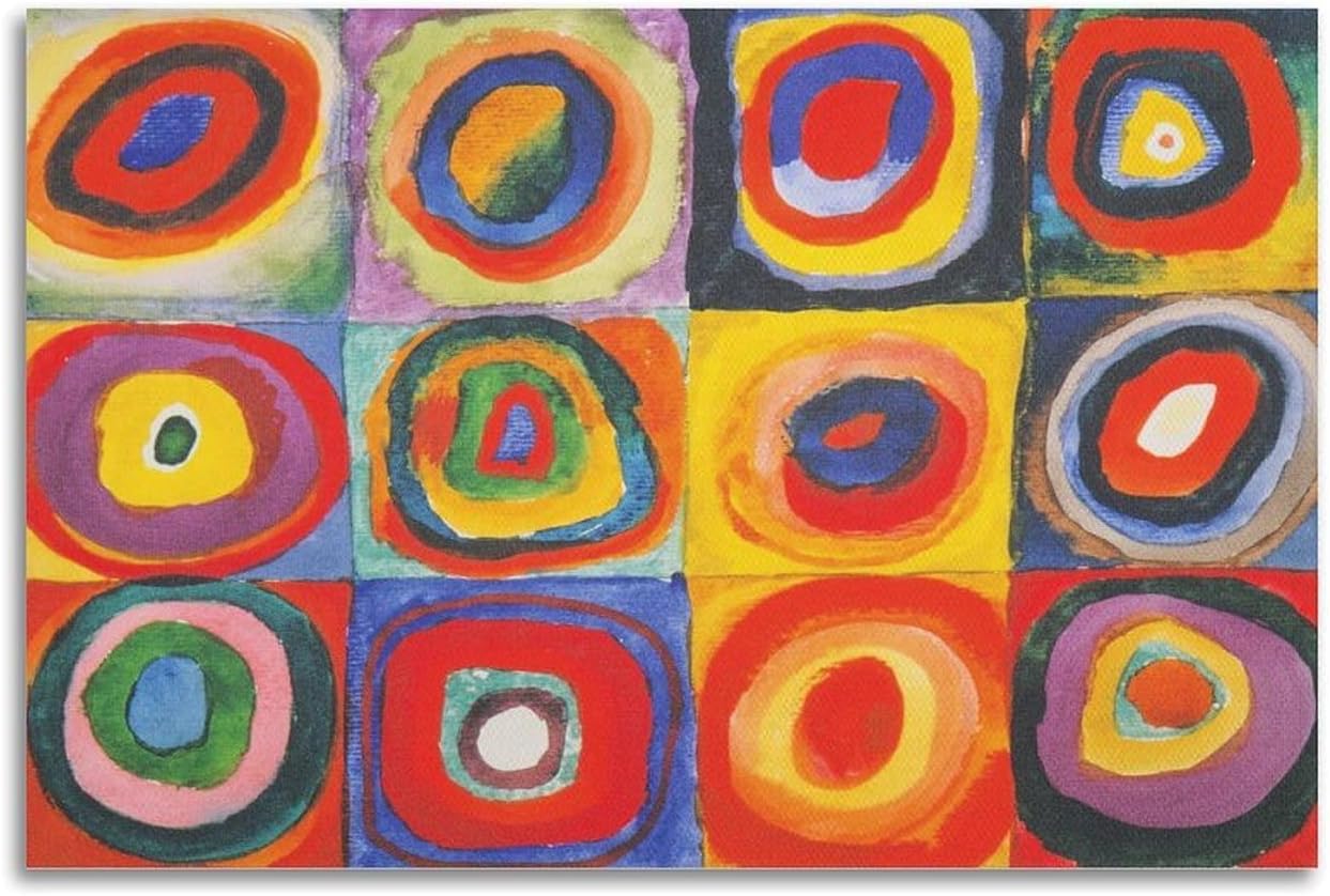 Rikin Liuff Squares with Circles by Wassily Kandinsky Canvas Poster Abstract Wall Art Painting Wassily Kandinsky Prints for Home Picture Decor 40x55cm Frameless
