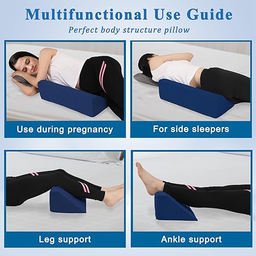 Miniatura 3 de Almohada de cuña de cama para dormir de lado relleno de esponja para posicionamiento corporal almohada triangular adecuada para embarazo y cirugía,