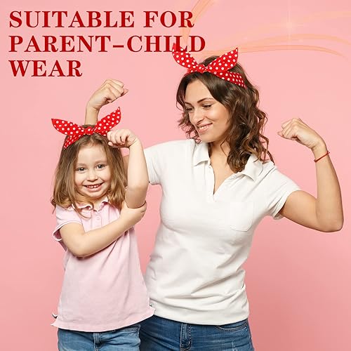 Miniatura 4 de 2 diademas de lunares para niñas y mujeres, bandana retro para Halloween, disfraz de los años 50, diadema de alambre con estampado vintage de