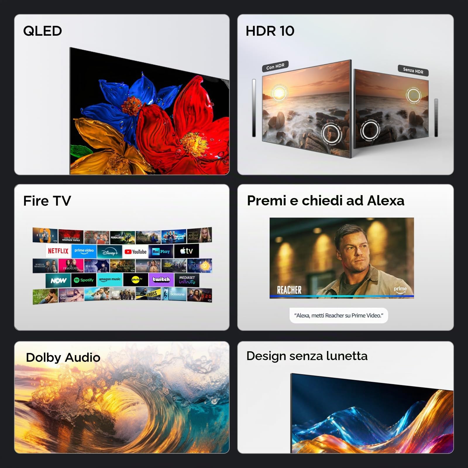 TCL 32V5D – Smart TV QLED Full HD HDR da 32" con Fire TV | Direct LED, Apple AirPlay 2, Press & Ask Alexa, Metallic Bezel-Less Design