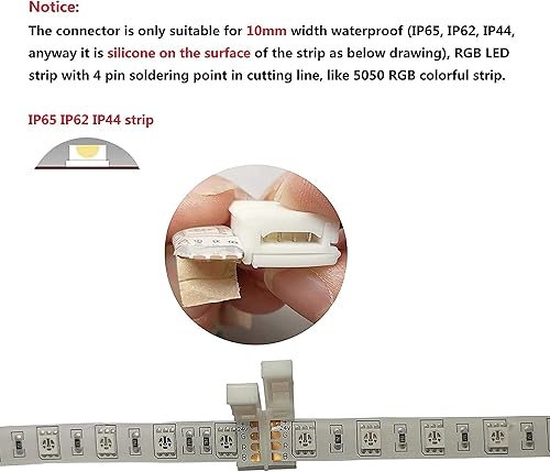 Miniatura 4 de Paquete de 10 conectores adaptadores sin soldar para tira de luces led impermeable de un sólo color