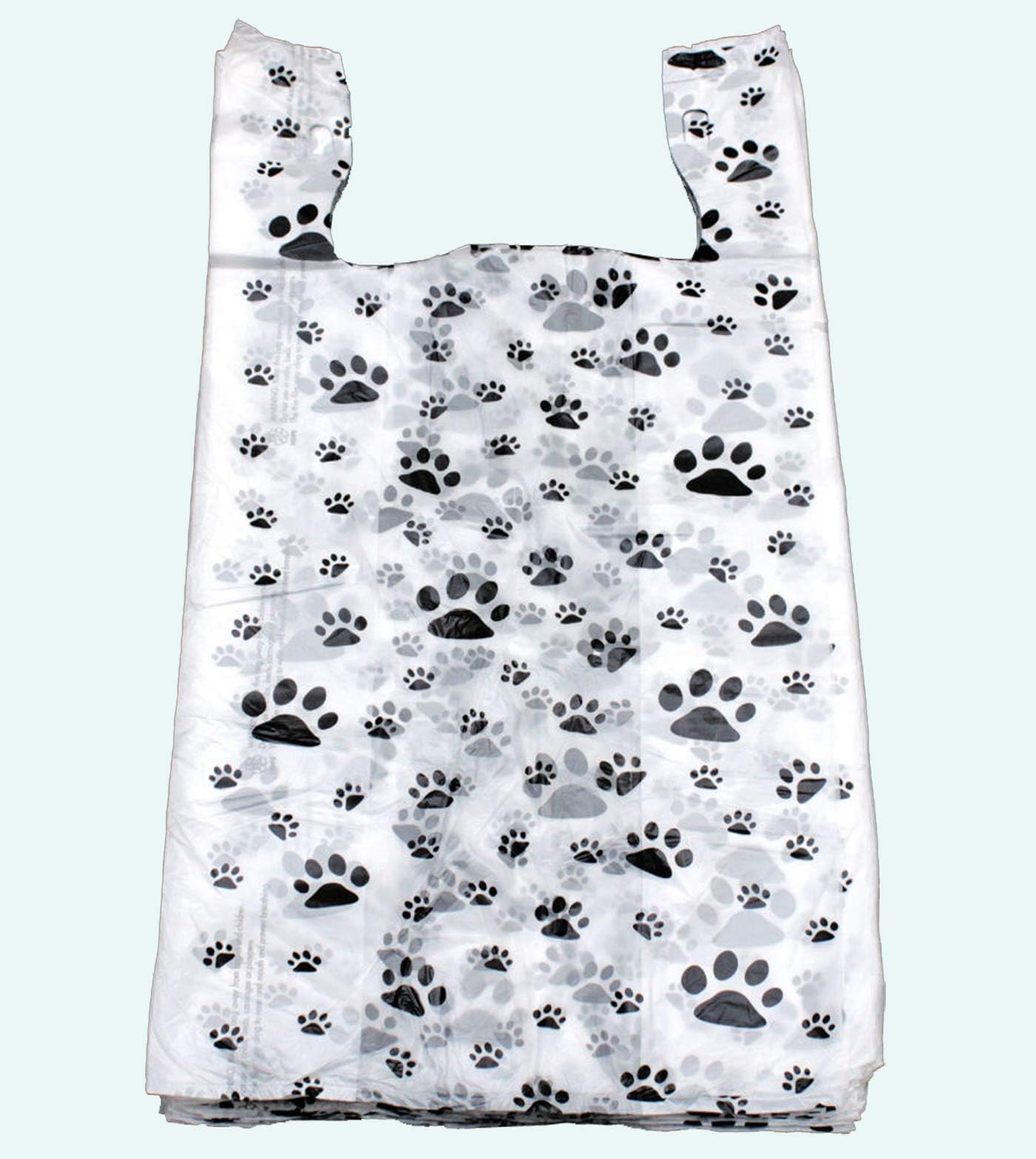COLIBYOULegendary-Yes 100 Cat or Dog Paw Print Plastic T-Shirt Bags 22" L x 12" W x 7" Gusset