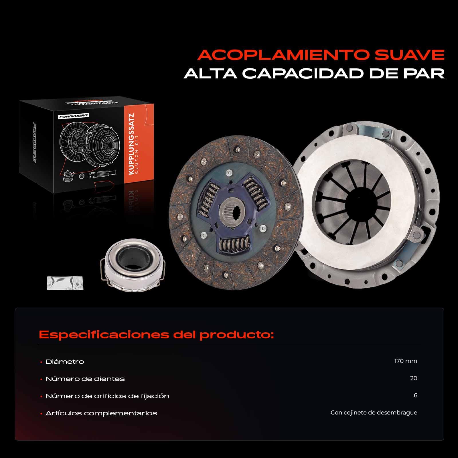 Frankberg Kit de embrague 3121097201 | Compatible con: S.i.r.i.o.n M1, YRV M2, Mover L9, Trevis, Cuore V L7, Cuore VI L250 L251 L260