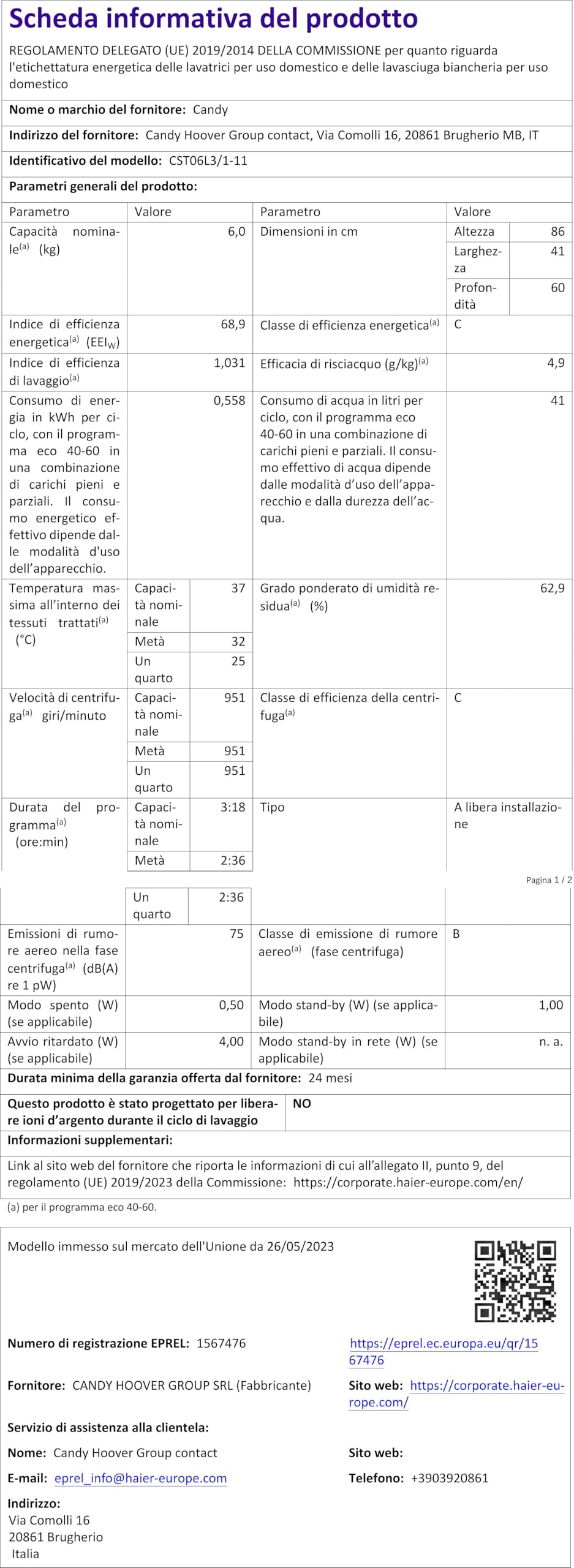 Lavatrice Candy Smart 6kg - Carica Alto, 1000 Giri, NFC, Classe E, Bianca