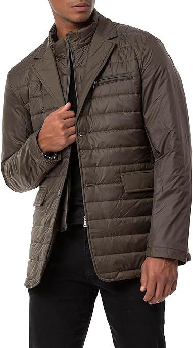 Redbridge Gewatteerde herenjas, elegante blazerstijl met dons-look, lichte overgangsjas, bruin, L