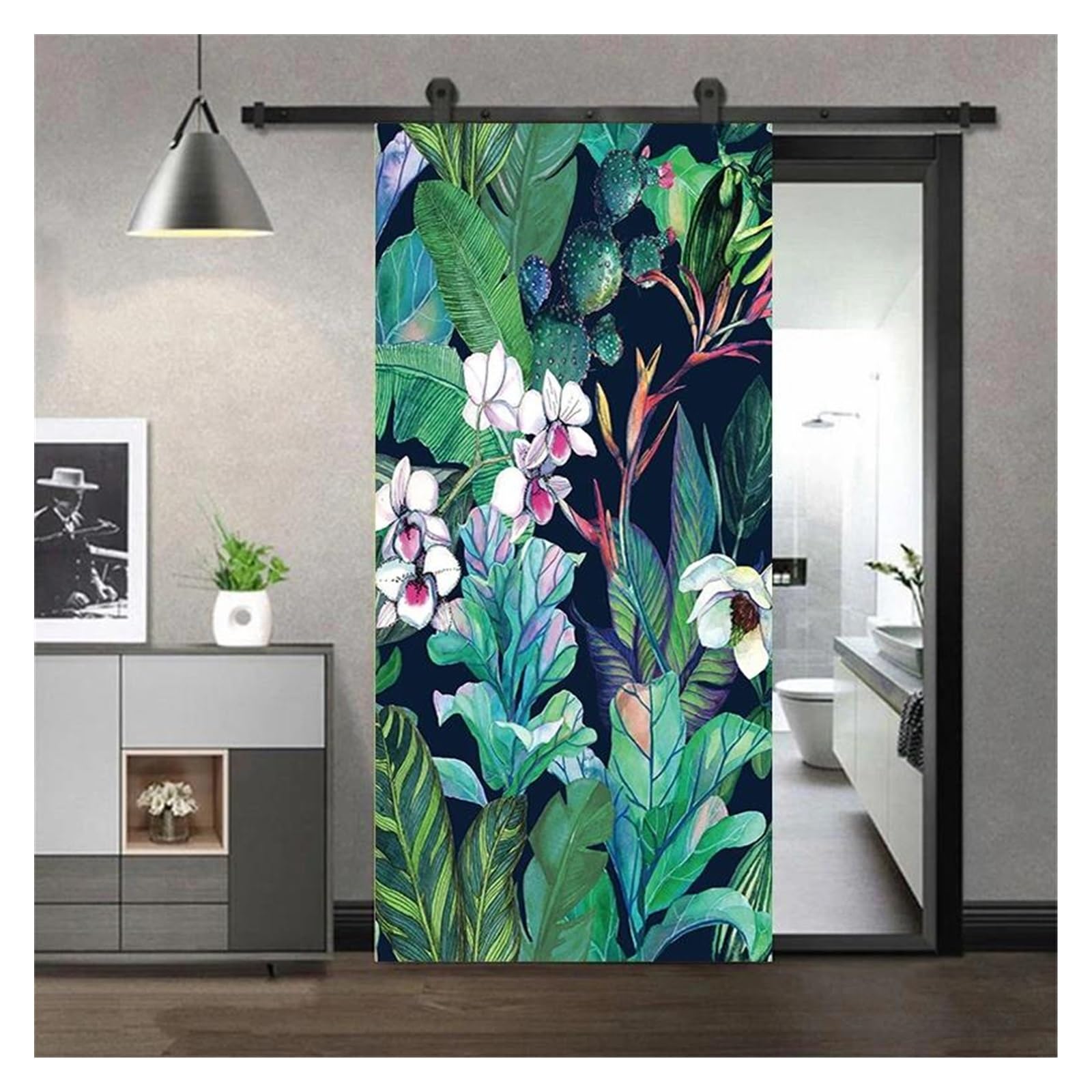 Autocollant de porte paysage tropical étanche pour décoration de chambre