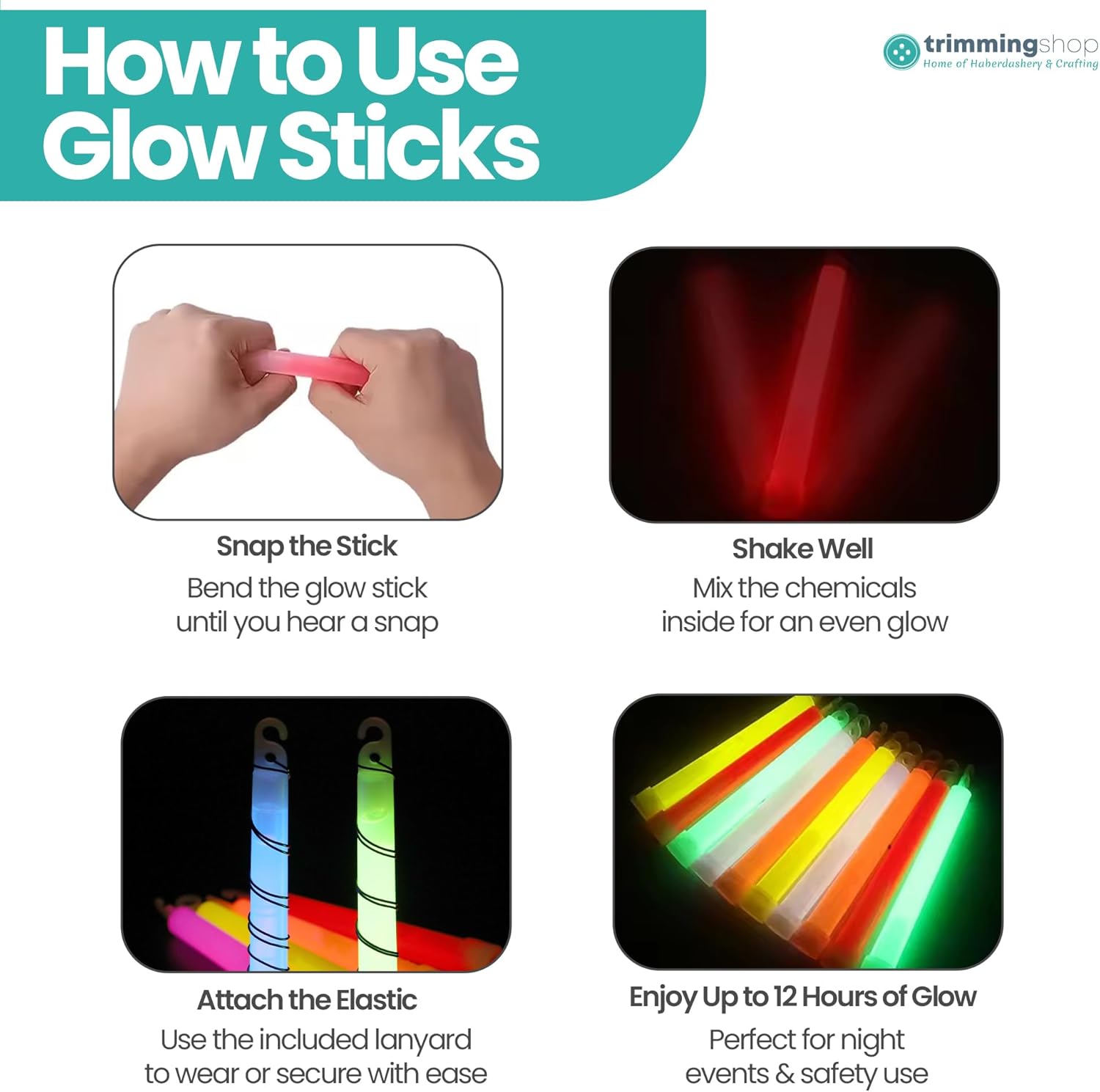 Trimming Shop 6 inch Glow Sticks Lanyard Premium Ultra Bright Glow in The Dark Rod Mega Party Pack of 25 (Green) for New Year’s Eve, Graduation Party, Camping
