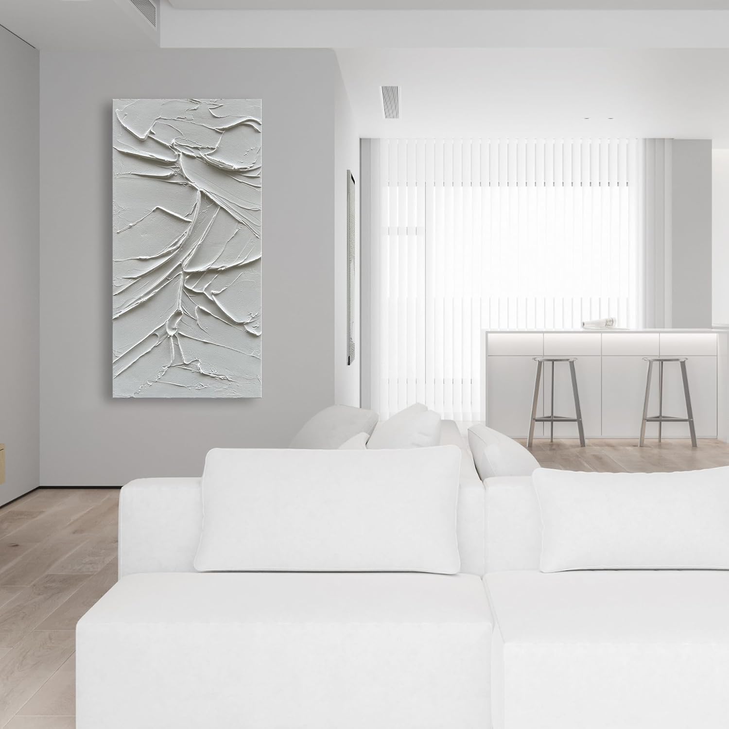 NANKAI Art Hand-painted White Texture Abstract art Oil painting 45x30 inch Contemporary minimalist art Home Wall Decoration Painting