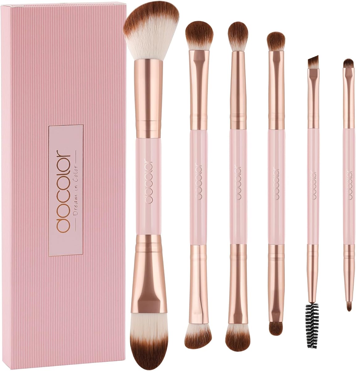 Brochas de maquillaje de doble cara, juego de 6 brochas de sombra de ojos de doble punta, juego de brochas de maquillaje de ojos profesionales, base, sombra de ojos, mezcla, cejas, viajes, kits de brochas de maquillaje