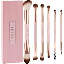 docolor Double Sided Makeup Brushes, 6Pcs Double Ended Eyeshadow Brush Set Professional Eye Makeup Brushes Set Foundation Eyeshadow Blending Eyebrow Travel Make Up Brushes Kits