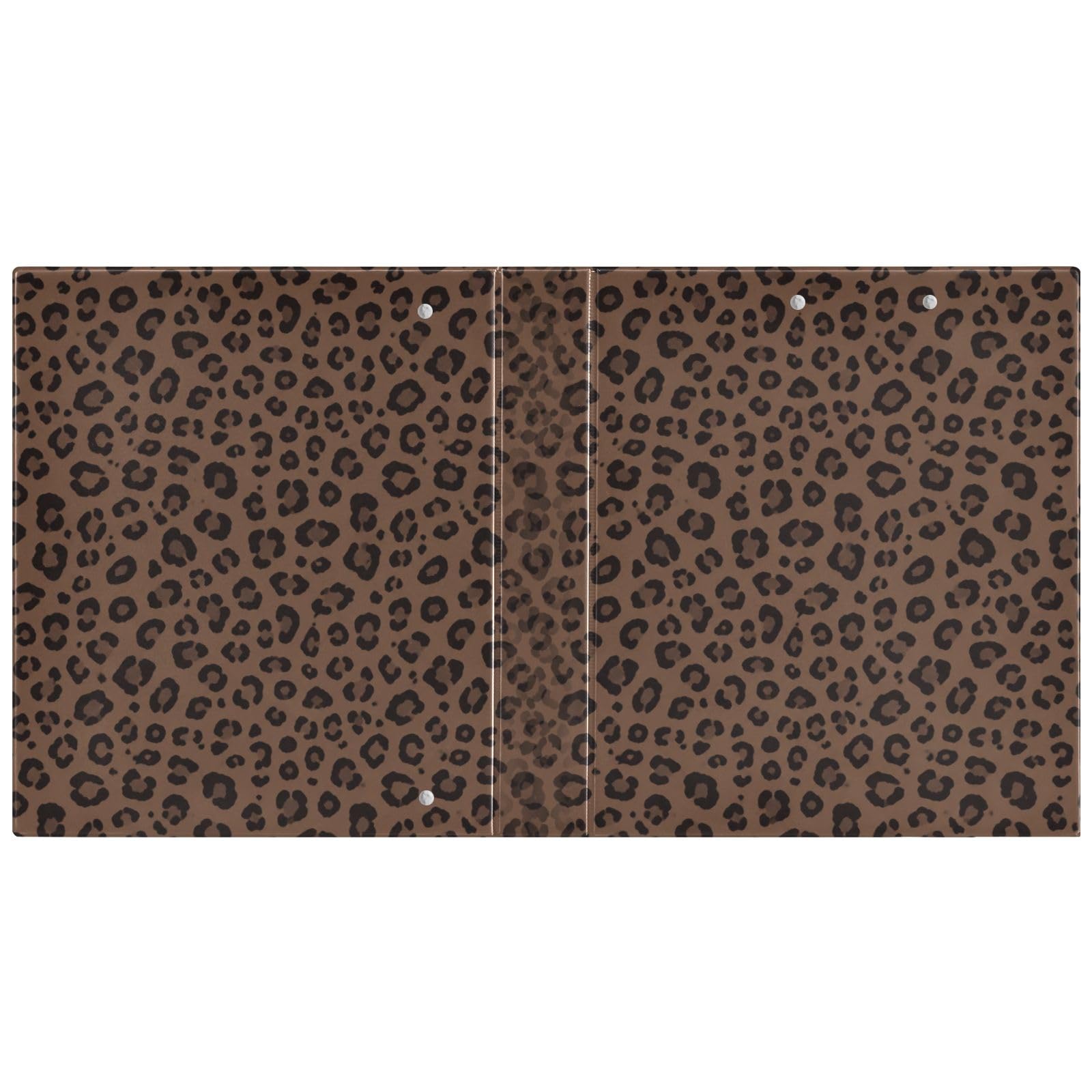 Raccoglitore a 3 anelli con stampa leopardata, 3,8 cm, rotondi, contiene 200 fogli, 3 raccoglitori ad anelli con clip in metallo antiscivolo