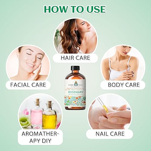 Miniatura 4 de Aceite esencial de romero, aceite esencial de menta, aceite esencial de lavanda, aceite esencial de geranio, 4 onzas, aceite de romero puro para el
