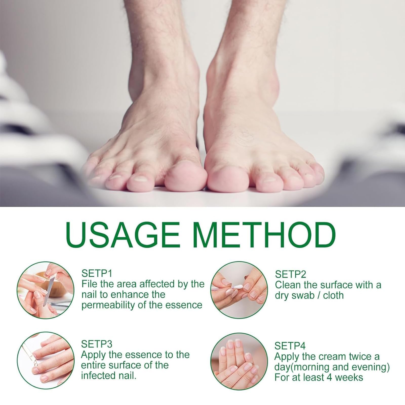 Tratamiento de hongos de uñas de 7 días, soporte de uñas de jengibre CUIDADO, 1 FL.OZ Multi-usose uñas de reparación de suero, para uñas finas, frágiles, peladas y agrietadas (2pcs)