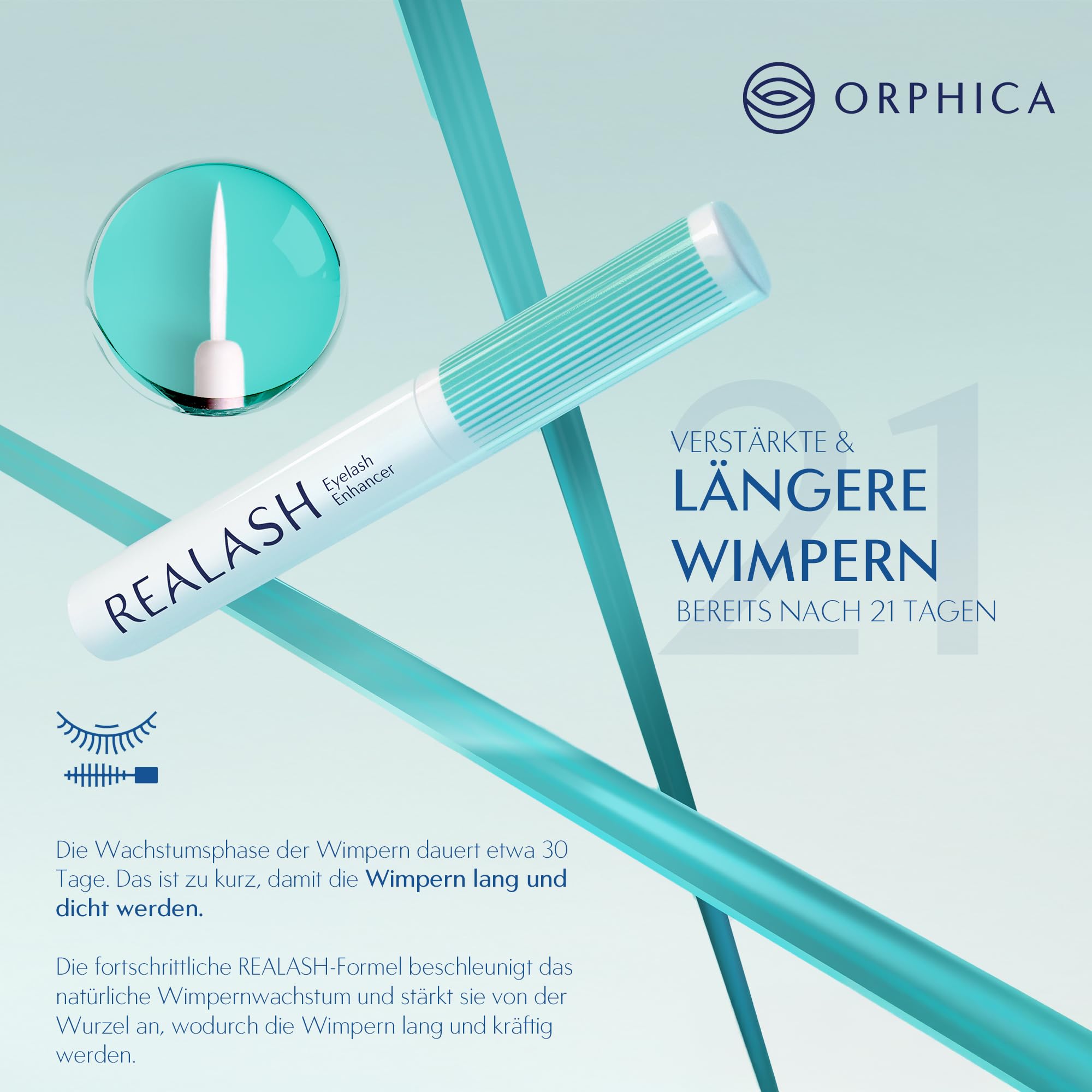 ORPHICA Realash Wimpernserum 3 ml - Wimpern Conditioner für Stärkung, Verdichtung und Verlängerung