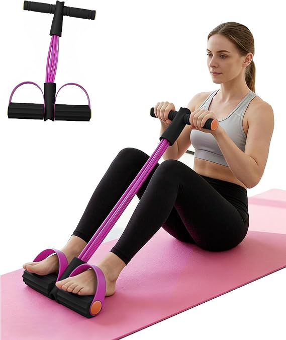 Pedal Resistance Bands with Handles for Home Work Out | Durable 6-Tubes, Non-Slip Foot Pedal Resistance Bands, Abdomen, Waist, Arm, Leg training