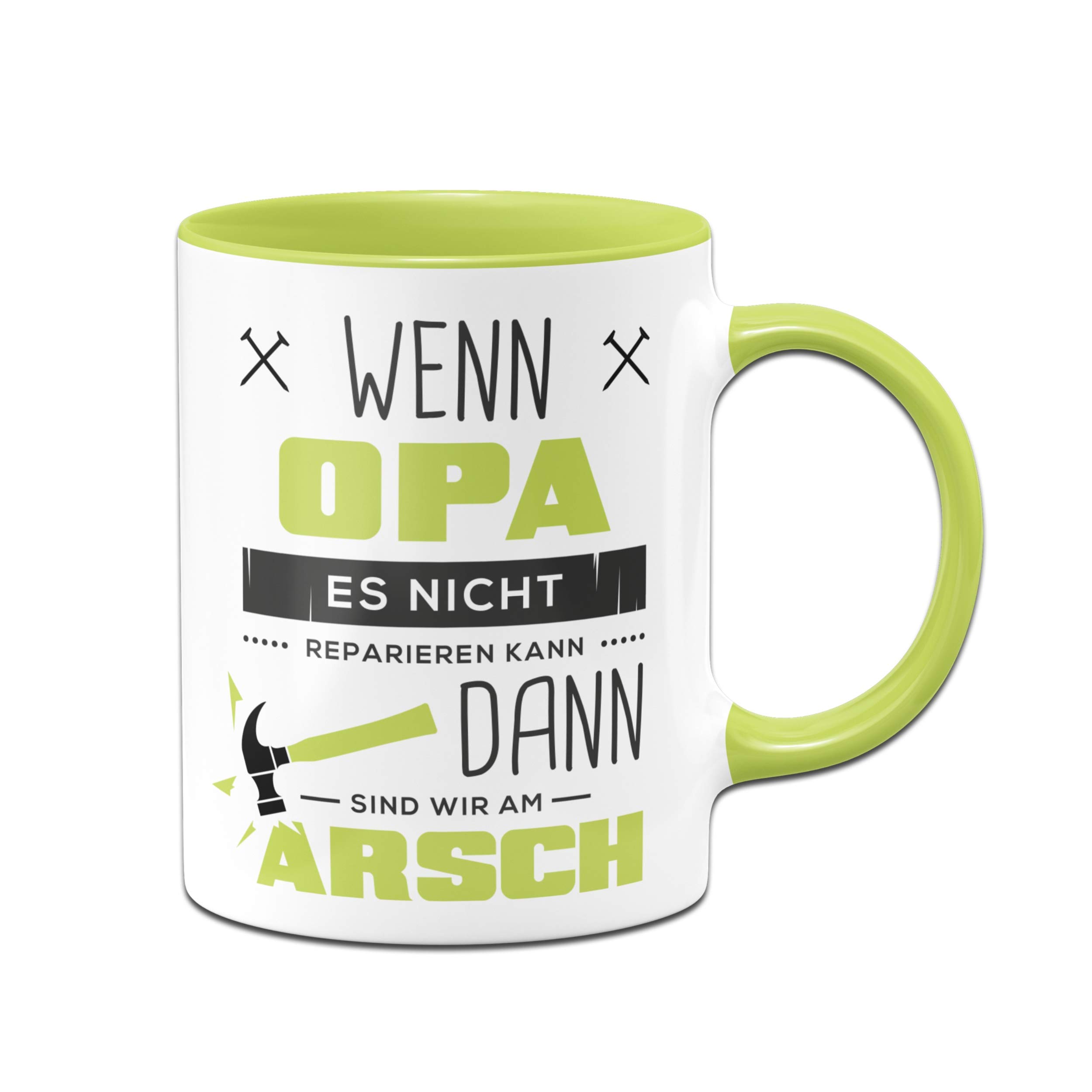 Mug with Saying "Wenn Opa es Nicht Reparieren kann - Birthday Gift, Gift for Grandpa, Grandparents - Father's Day (Green)