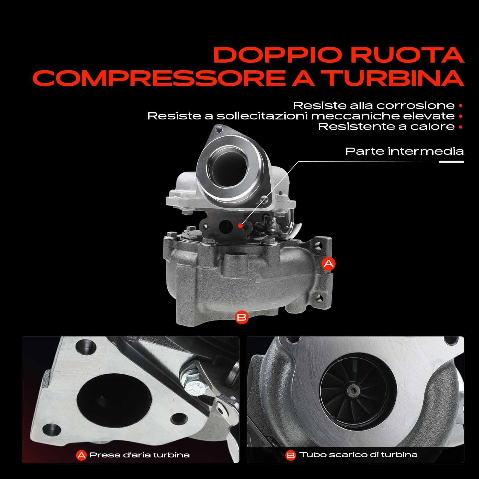 Frankberg Turbocompressore 03L145702A | Compatibile con: Exeo 3R2, A6 4G2 4GC, A4 Allroad 8 km, A5 Sportback 8TA, Exeo ST 3R5, A5 Cabriolet 8F7, A4 Avant 8K5