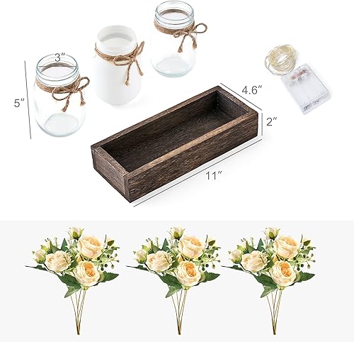 Miniatura 4 de Mkono 2 estilos Mason Jar Lights Centro de mesa Decoración para comedor Casa de campo Mesa de café Decoración