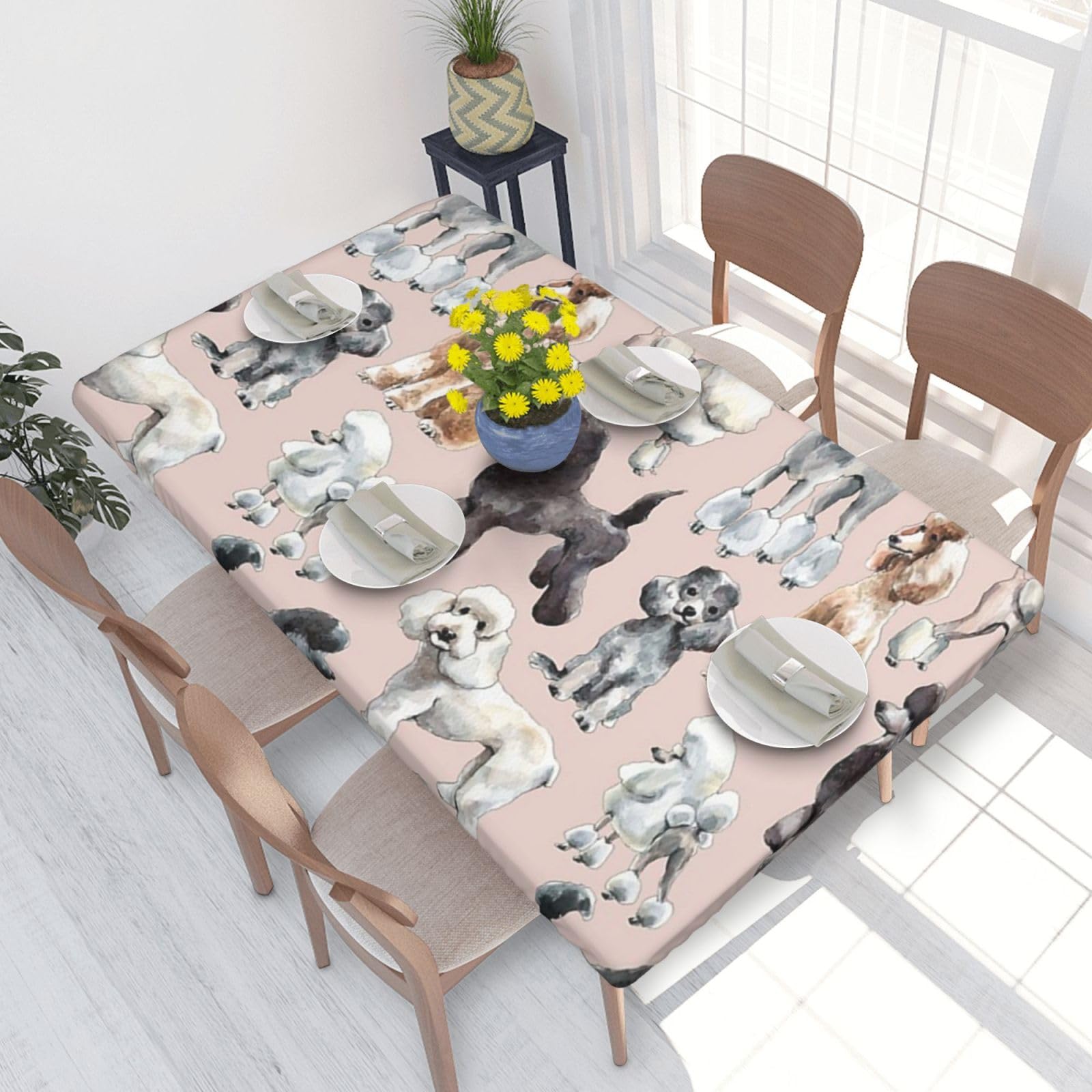 BNVSADC Oodles of Poodles Printed 4FT Tablecloth 122x76 CM Polyester Kitchen Water Resistant Table Cloth Dining Table Decoration Table Covers