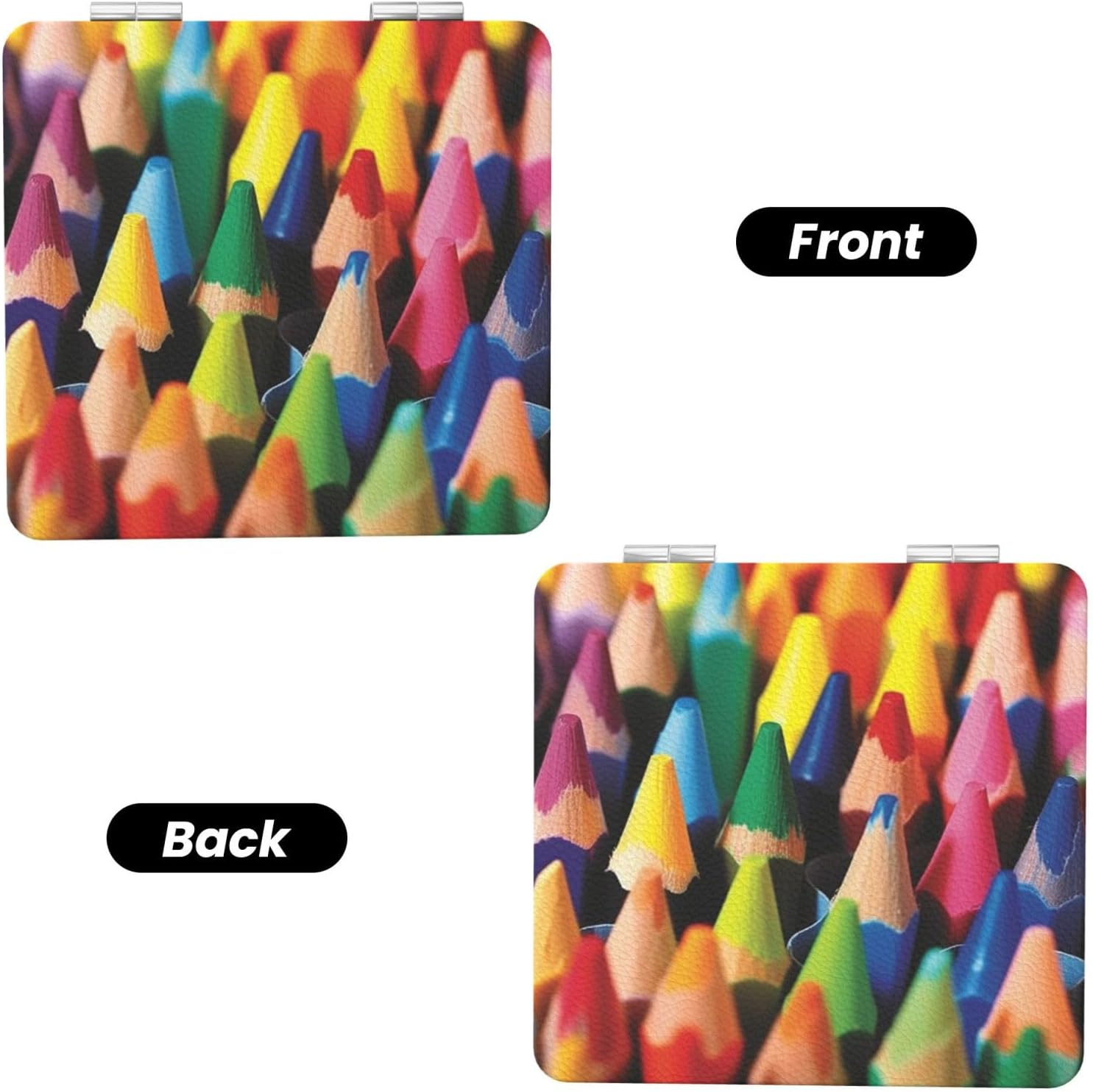 Crayons Compact Mirror for Purse, Double-Sided 2X/1X Magnifying Mirror for Women Men, Travel Makeup Mirror for Handbag, Handheld Vanity Mirror for Gift image 2