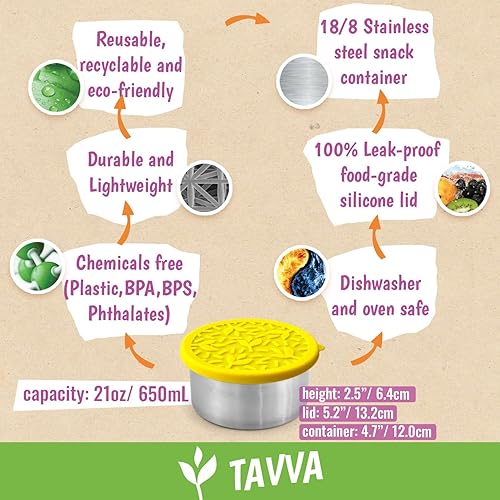 Miniatura 3 de Recipiente de almuerzo de acero inoxidable de 21 onzas + 32 onzas con tapas juego de 2  Recipientes de acero inoxidable con tapas, recipientes de