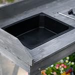 Outsunny 36" Wooden Potting Bench Work Table with 2 Detachable Wheels, Garden Workstation with Removable Sink, Drawer & Large Storage Spaces, Gray