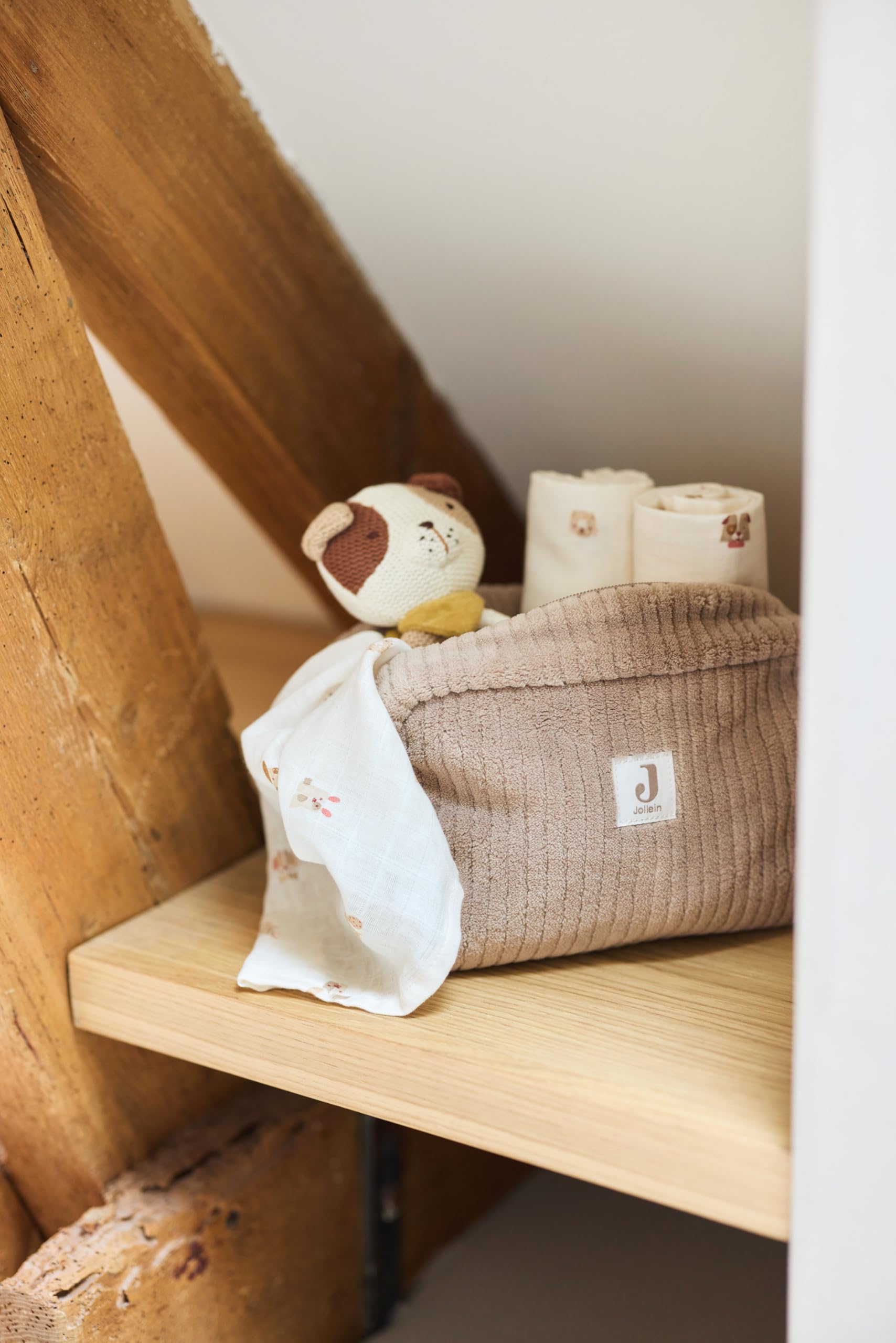 Jollein Trousse Bébé - Cloudy Rib - Milky Coffee - Pochette de Toilette Bébé - Pratique en Déplacement - Pochette de Rangement pour Jouets et Accessoires de Change - Fermeture Éclair