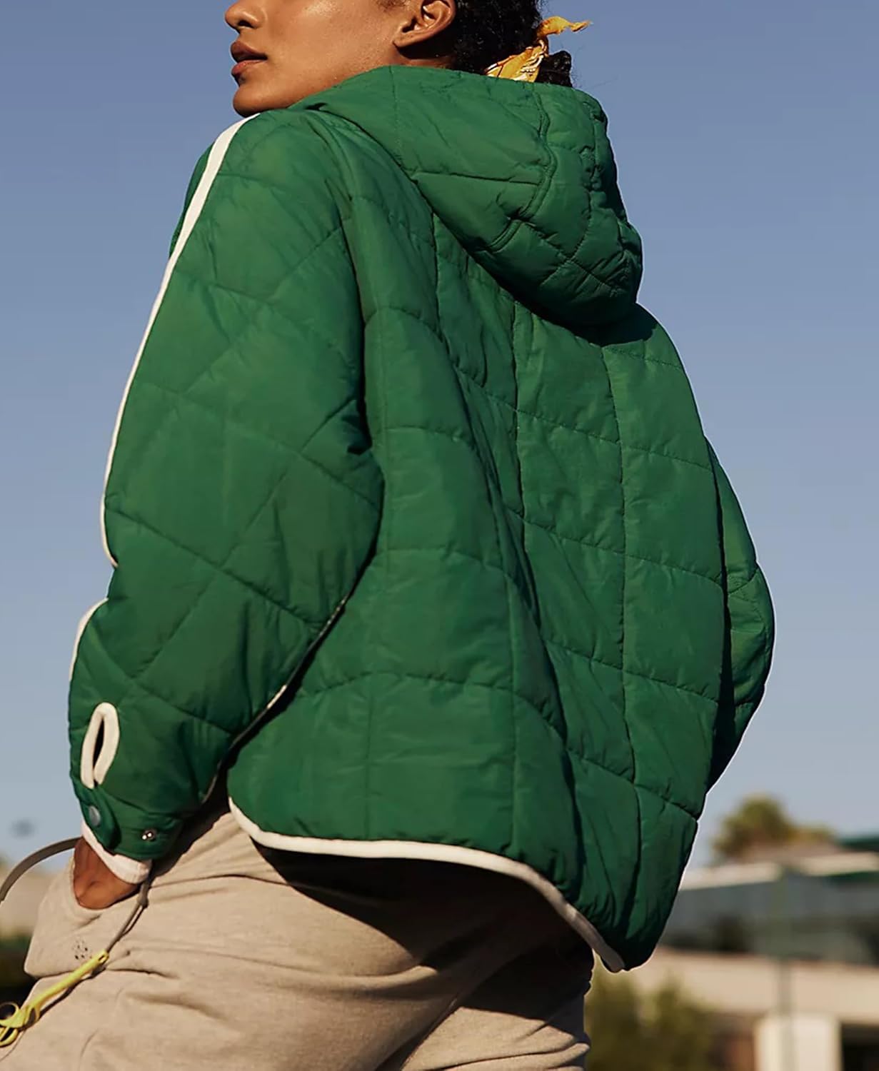 HangNiFang Women's Oversized Quilted Pullover Puffer Jacket with Hood Winter Coat with Pockets - Image 2