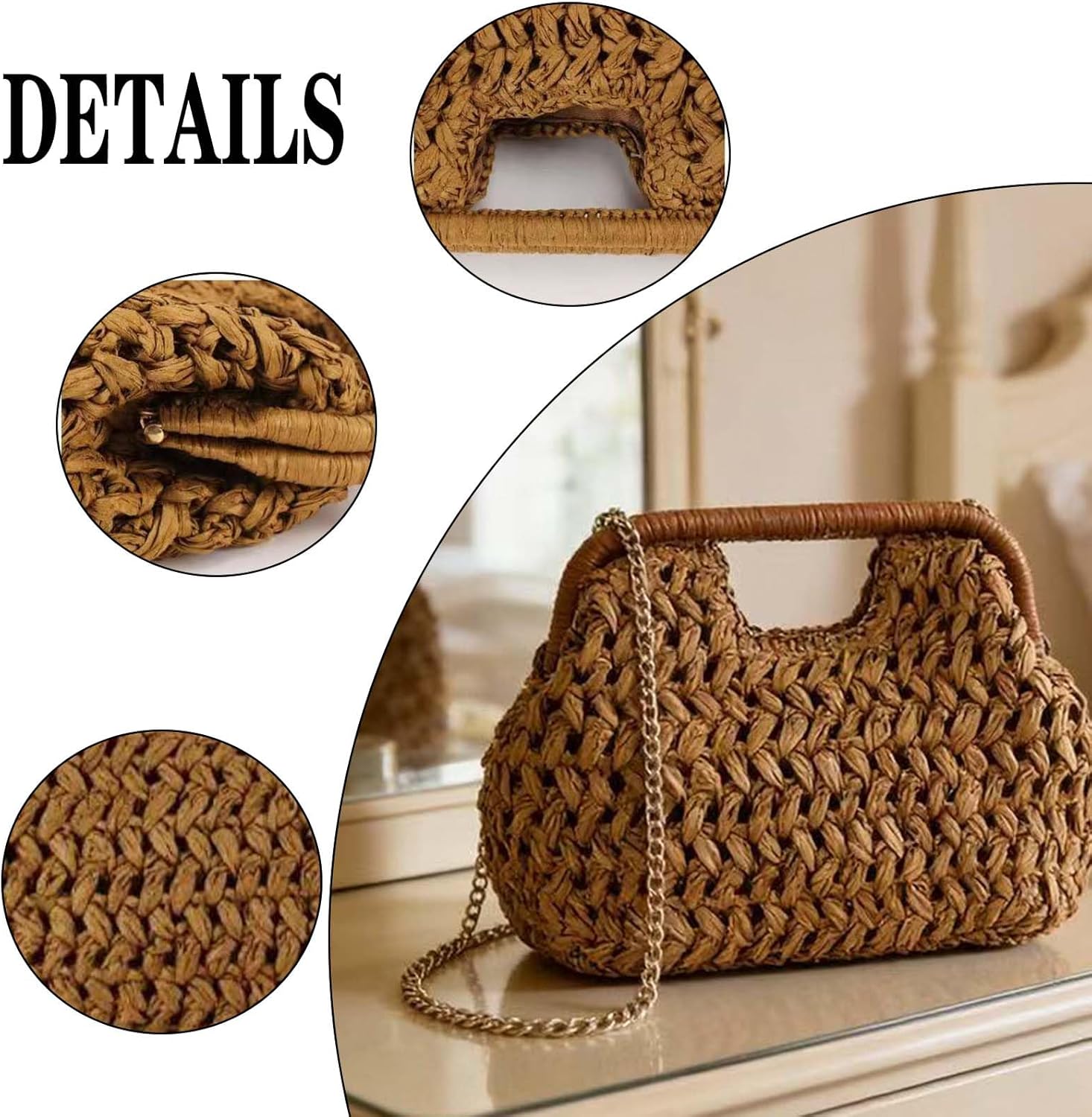 Straw Clutch Purse for Women Woven Beach Dumpling Bags Summer Handbags Vacation Shoulder Crossbody Bag 2026