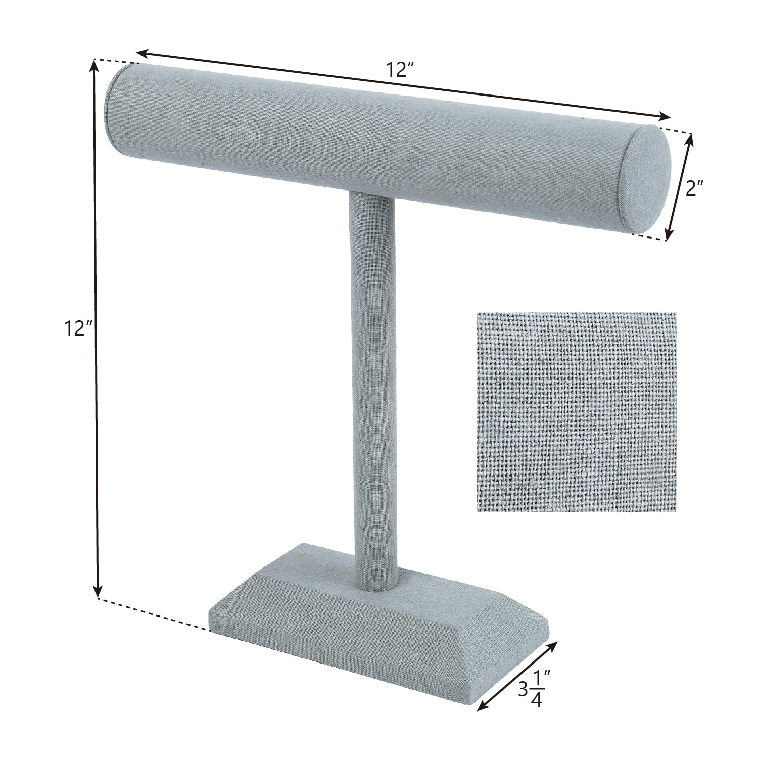 MOOCA Jewelry Organizer Display Stand, Dim Gray Linen, Wooden Board T-Bar Bracelet Necklace Holder, Jewelry Organizer